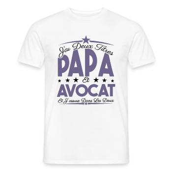 J'ai deux titres Papa et Avocat, Cadeau Papa. - T-shirt homme - blanc - Devant - AI Model Male 178 dark (178cm)