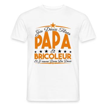 J'ai deux titres Papa et Bricoleur, Cadeau Papa. - T-shirt homme - blanc - Devant - AI Model Male 178 dark (178cm)