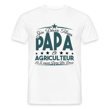 J'ai deux titres Papa et Agriculteur, Cadeau Papa. - T-shirt homme - blanc - Devant - AI Model Male 178 dark (178cm)