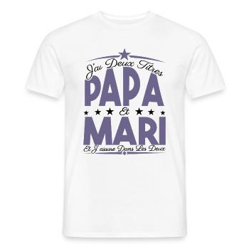 J'ai deux titres Papa et mari, Cadeau Papa. - T-shirt homme - blanc - Devant - AI Model Male 178 dark (178cm)