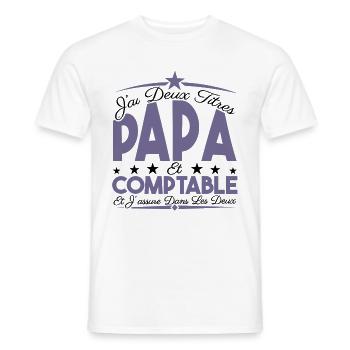 J'ai deux titres Papa et Comptable, Cadeau Papa. - T-shirt homme - blanc - Devant - AI Model Male 178 dark (178cm)
