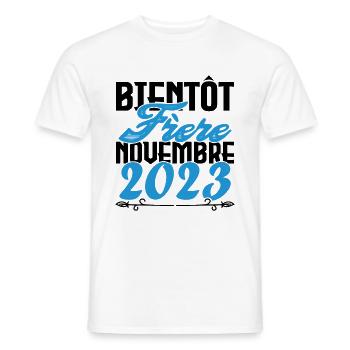 Annonce grossesse. bientôt Frère Novembre 2023. - T-shirt homme - blanc - Devant - AI Model Male 178 dark (178cm)