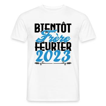 Annonce grossesse. bientôt Frère Février 2023. - T-shirt homme - blanc - Devant - AI Model Male 178 dark (178cm)