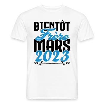 Cadeau Annonce grossesse. bientôt Frère Mars 2023. - T-shirt homme - blanc - Devant - AI Model Male 178 dark (178cm)