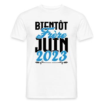 Cadeau Annonce grossesse. bientôt Frère Juin 2023. - T-shirt homme - blanc - Devant - AI Model Male 178 dark (178cm)
