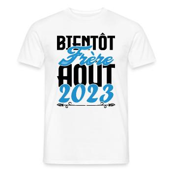 Cadeau Annonce grossesse. bientôt Frère Aout 2023. - T-shirt homme - blanc - Devant - AI Model Male 178 dark (178cm)
