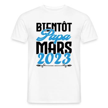 Cadeau Annonce grossesse. bientôt Papa Mars 2023. - T-shirt homme - blanc - Devant - AI Model Male 178 dark (178cm)