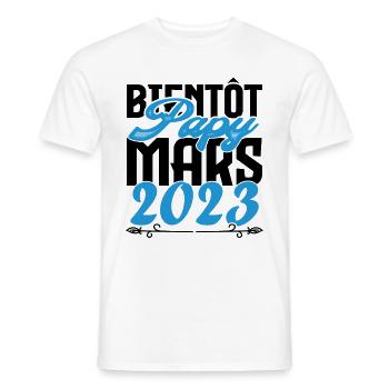 Cadeau Annonce grossesse. bientôt Papy Mars 2023. - T-shirt homme - blanc - Devant - AI Model Male 178 dark (178cm)