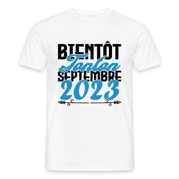 Annonce grossesse. bientôt Tonton Septembre 2023. - T-shirt homme - blanc - Devant - AI Model Male 178 dark (178cm)