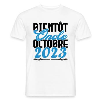Annonce grossesse. bientôt Oncle Octobre 2023. - T-shirt homme - blanc - Devant - AI Model Male 178 dark (178cm)