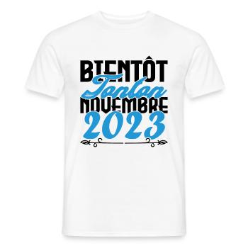 Annonce grossesse. bientôt Tonton Novembre 2023. - T-shirt homme - blanc - Devant - AI Model Male 178 dark (178cm)