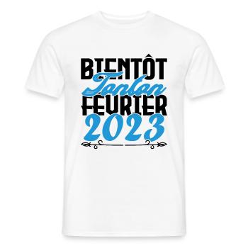 Annonce grossesse bientôt Tonton Février 2023 - T-shirt homme - blanc - Devant - AI Model Male 178 dark (178cm)