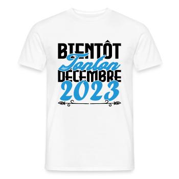 Annonce grossesse. bientôt Tonton Décembre 2023. - T-shirt homme - blanc - Devant - AI Model Male 178 dark (178cm)