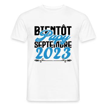 Annonce grossesse. bientôt Papy Septembre 2023. - T-shirt homme - blanc - Devant - AI Model Male 178 dark (178cm)