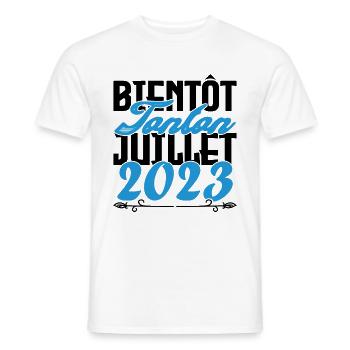 Annonce grossesse. bientôt Tonton Juillet 2023. - T-shirt homme - blanc - Devant - AI Model Male 178 dark (178cm)
