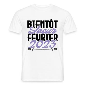 Annonce grossesse. bientôt Sœur Février 2023.soeur - T-shirt homme - blanc - Devant - AI Model Male 178 dark (178cm)