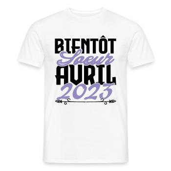 Annonce grossesse. bientôt Sœur Avril 2023.soeur - T-shirt homme - blanc - Devant - AI Model Male 178 dark (178cm)