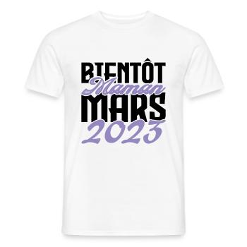 Annonce grossesse. bientôt Maman Mars 2023.maman - T-shirt homme - blanc - Devant - AI Model Male 178 dark (178cm)