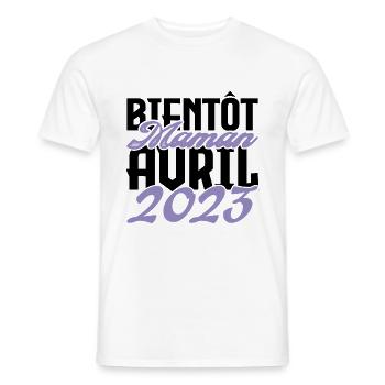 Annonce grossesse. bientôt Maman Avril 2023.maman - T-shirt homme - blanc - Devant - AI Model Male 178 dark (178cm)