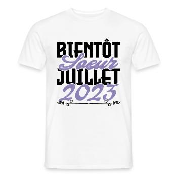 Annonce grossesse. bientôt Sœur Juillet 2023.soeur - T-shirt homme - blanc - Devant - AI Model Male 178 dark (178cm)