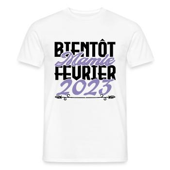 Annonce grossesse. bientôt Mamie Février 2023. - T-shirt homme - blanc - Devant - AI Model Male 178 dark (178cm)
