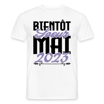 Annonce grossesse. bientôt Sœur Mai 2023.soeur - T-shirt homme - blanc - Devant - AI Model Male 178 dark (178cm)