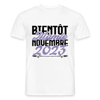 Annonce grossesse. bientôt Mamie Novembre 2023. - T-shirt homme - blanc - Devant - AI Model Male 178 dark (178cm)
