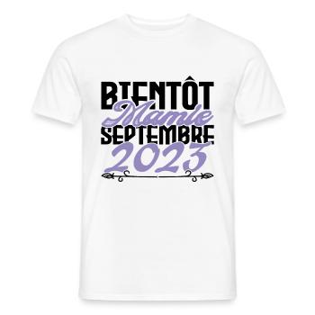 Annonce grossesse. bientôt Mamie Septembre 2023. - T-shirt homme - blanc - Devant - AI Model Male 178 dark (178cm)