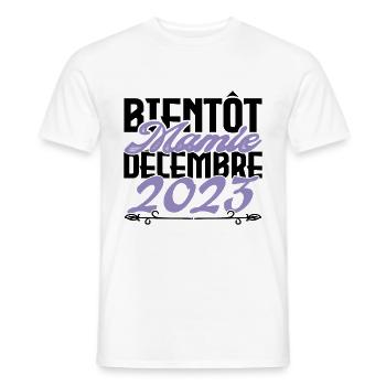 Annonce grossesse. bientôt Mamie Décembre 2023. - T-shirt homme - blanc - Devant - AI Model Male 178 dark (178cm)