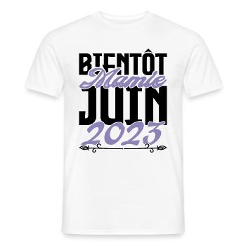 Annonce grossesse. bientôt Mamie Juin 2023. - T-shirt homme - blanc - Devant - AI Model Male 178 dark (178cm)