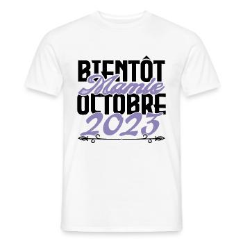 Annonce grossesse. bientôt Mamie Octobre 2023. - T-shirt homme - blanc - Devant - AI Model Male 178 dark (178cm)