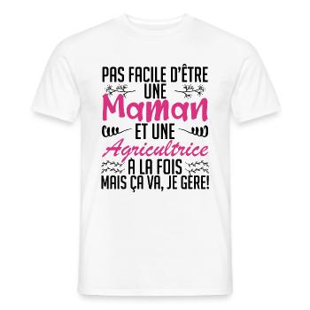 pas facile d'être une maman et une Agricultrice. - T-shirt homme - blanc - Devant - AI Model Male 178 dark (178cm)