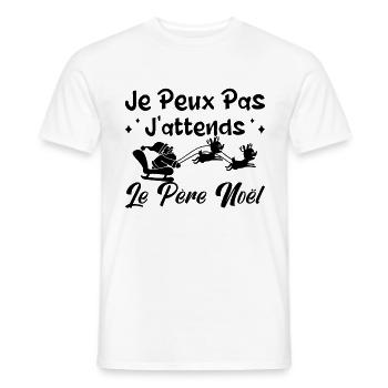 je peux pas j'ai j'attends le père noël.Cadeau, - T-shirt homme - blanc - Devant - AI Model Male 178 dark (178cm)