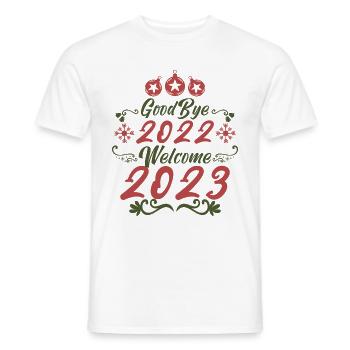 au revoir 2022 bienvenue 2023 cadeau bonne année. - T-shirt homme - blanc - Devant - AI Model Male 178 dark (178cm)