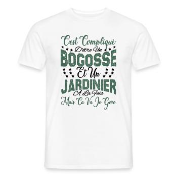 c'est compliqué d'être un Bogosse et un Jardinier. - T-shirt homme - blanc - Devant - AI Model Male 178 dark (178cm)