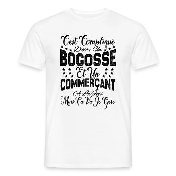 c'est compliqué d'être un Bogosse et un Commerçant - T-shirt homme - blanc - Devant - AI Model Male 178 dark (178cm)