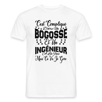 c'est compliqué d'être un Bogosse et un Ingénieur - T-shirt homme - blanc - Devant - AI Model Male 178 dark (178cm)
