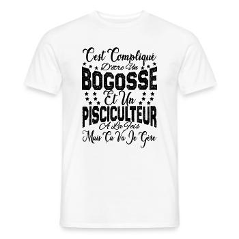 c'est compliqué être un Bogosse et un Pisciculteur - T-shirt homme - blanc - Devant - AI Model Male 178 dark (178cm)