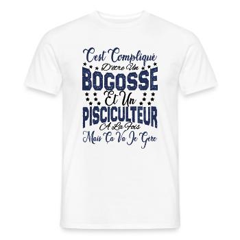 c'est compliqué être un Bogosse et un Pisciculteur - T-shirt homme - blanc - Devant - AI Model Male 178 dark (178cm)