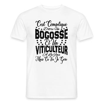 c'est compliqué être un Bogosse et un Viticulteur. - T-shirt homme - blanc - Devant - AI Model Male 178 dark (178cm)