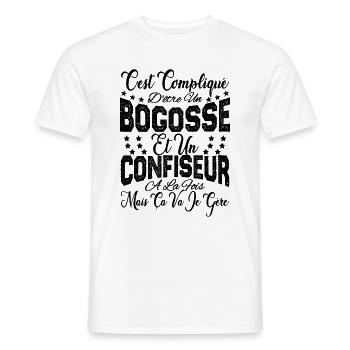 c'est compliqué d'être un Bogosse et un Confiseur. - T-shirt homme - blanc - Devant - AI Model Male 178 dark (178cm)