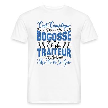 c'est compliqué d'être un Bogosse et un Traiteur. - T-shirt homme - blanc - Devant - AI Model Male 178 dark (178cm)