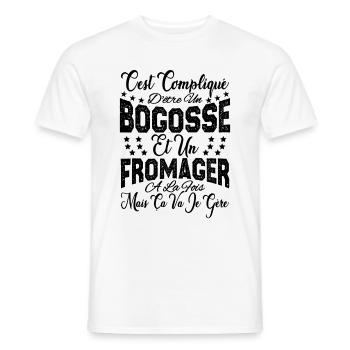 c'est compliqué d'être un Bogosse et un Fromager. - T-shirt homme - blanc - Devant - AI Model Male 178 dark (178cm)