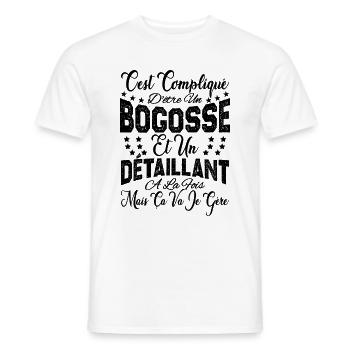 c'est compliqué d'être un Bogosse et un Détaillant - T-shirt homme - blanc - Devant - AI Model Male 178 dark (178cm)