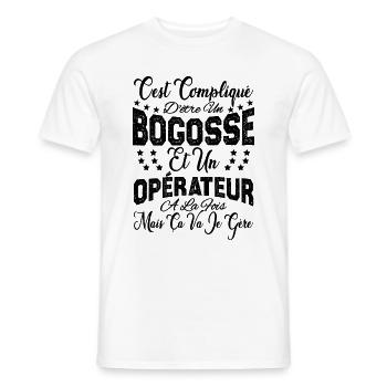 c'est compliqué d'être un Bogosse et un Opérateur. - T-shirt homme - blanc - Devant - AI Model Male 178 dark (178cm)