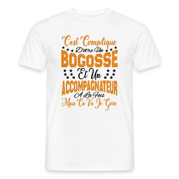 compliqué d'être un Bogosse et un Accompagnateur. - T-shirt homme - blanc - Devant - AI Model Male 178 dark (178cm)