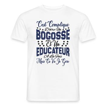 c'est compliqué d'être un Bogosse et un Educateur. - T-shirt homme - blanc - Devant - AI Model Male 178 dark (178cm)