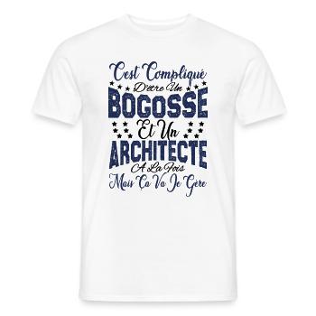 c'est compliqué d'être un Bogosse et un Architecte - T-shirt homme - blanc - Devant - AI Model Male 178 dark (178cm)