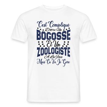 c'est compliqué d'être un Bogosse et un Zoologiste - T-shirt homme - blanc - Devant - AI Model Male 178 dark (178cm)