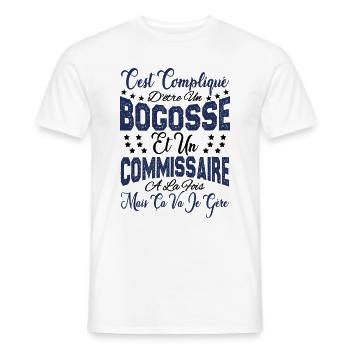 c'est compliqué être un Bogosse et un Commissaire. - T-shirt homme - blanc - Devant - AI Model Male 178 dark (178cm)